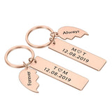 Personalized Stainless Steel Heart Keychain Engraved Name Charm Couple Gift