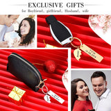 Personalized Stainless Steel Heart Keychain Engraved Name Charm Couple Gift