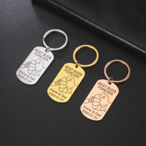 Lemegeton Baby Name Keychain Stainless Steel Dad Key Chain Ring