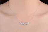 925 Sterling Silver Angel Wings Pendant Necklace With Cubic Zirconia Circle