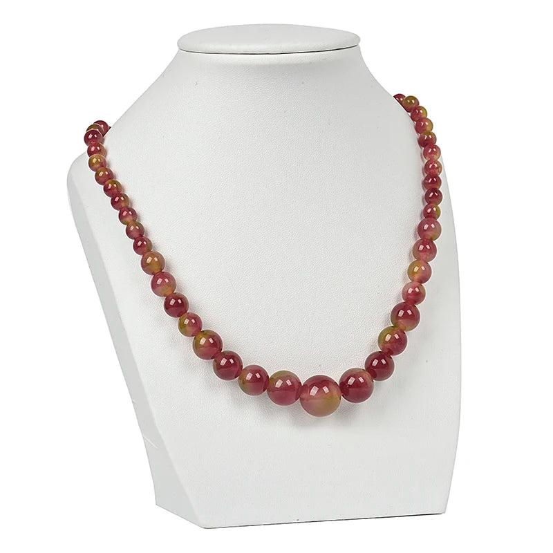 Multicolor Red Chalcedony Tower Chain Necklace 18inch
