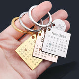 Personalized Calendar Gadget Keychain Stainless Steel Pendant Gift Couple