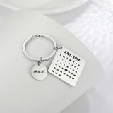 Personalized Calendar Gadget Keychain Stainless Steel Pendant Gift Couple