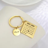 Personalized Calendar Gadget Keychain Stainless Steel Pendant Gift Couple