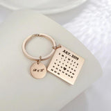 Personalized Calendar Gadget Keychain Stainless Steel Pendant Gift Couple