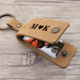 Personalised Photo Keyring Leather Keychain Engraved