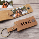 Personalised Photo Keyring Leather Keychain Engraved