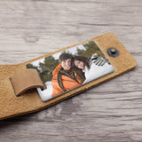 Personalised Photo Keyring Leather Keychain Engraved