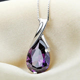 925 Silver Necklace Amethyst Pendant High Jewelry