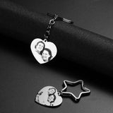 Personalized Engrave Photo Heart Key Chain Stainless Steel Name Keyrings