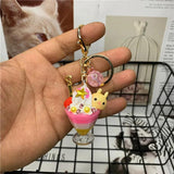 Cartoon Ice Cream Milk Tea Cup Keychain Couple Accessories