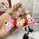 Cartoon Ice Cream Milk Tea Cup Keychain Couple Accessories