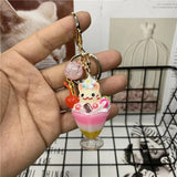 Cartoon Ice Cream Milk Tea Cup Keychain Couple Accessories