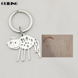 Children Cartoon Cut Pendant Key Chain Stainless Steel Logo Photo Keychain