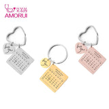 Personalized Calendar Keychain Stainless Steel Calendar Anniversary