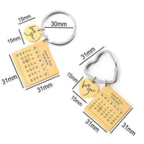 Personalized Calendar Keychain Stainless Steel Calendar Anniversary