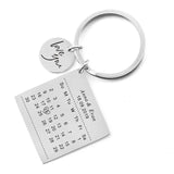Personalized Calendar Keychain Stainless Steel Calendar Anniversary