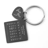 Personalized Calendar Keychain Stainless Steel Calendar Anniversary