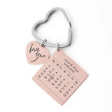 Personalized Calendar Keychain Stainless Steel Calendar Anniversary