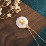 Vintage Bamboo Leaf Enamel Pendant Necklace