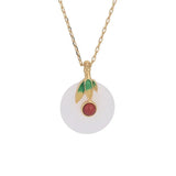 Vintage Bamboo Leaf Enamel Pendant Necklace