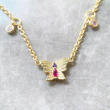 925 Sterling Silver Butterfly Necklace Link Chain Vintage Gift