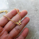 925 Sterling Silver Butterfly Necklace Link Chain Vintage Gift