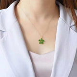 Chinese Retro Silver Inlaid Jade Flower Pendant Necklace