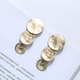 Vintage Hammered Texture Round Disc Clip on Earrings Matte Platting for Women ZA