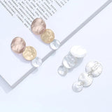 Vintage Hammered Texture Round Disc Clip on Earrings Matte Platting for Women ZA