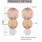 Vintage Hammered Texture Round Disc Clip on Earrings Matte Platting for Women ZA