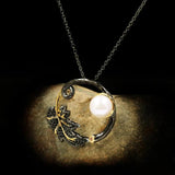 Freshwater Pearl Pendant Necklace Two-Tone Drape Female Jewelry