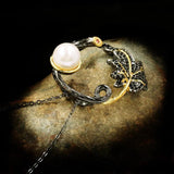 Freshwater Pearl Pendant Necklace Two-Tone Drape Female Jewelry