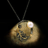 Freshwater Pearl Pendant Necklace Two-Tone Drape Female Jewelry