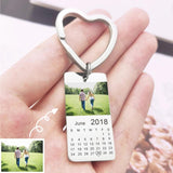 Custom Photo Calendar Date Keychain for Couple Anniversary