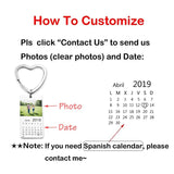 Custom Photo Calendar Date Keychain for Couple Anniversary