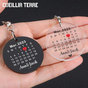 Calendar Keychain Couple Gift Customization Single Letter Acrylic Keychains