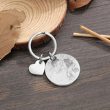 Personalized Calendar Keychain Stainless Steel Photo Keyring