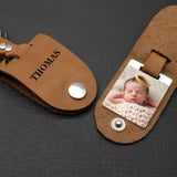 Custom Photo Leather Keychain Engraved Keyring