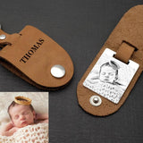 Custom Photo Leather Keychain Engraved Keyring