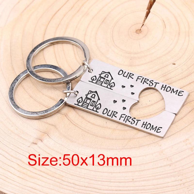 Personalized Stainless Steel Keychains Our First Home Couple Accessory