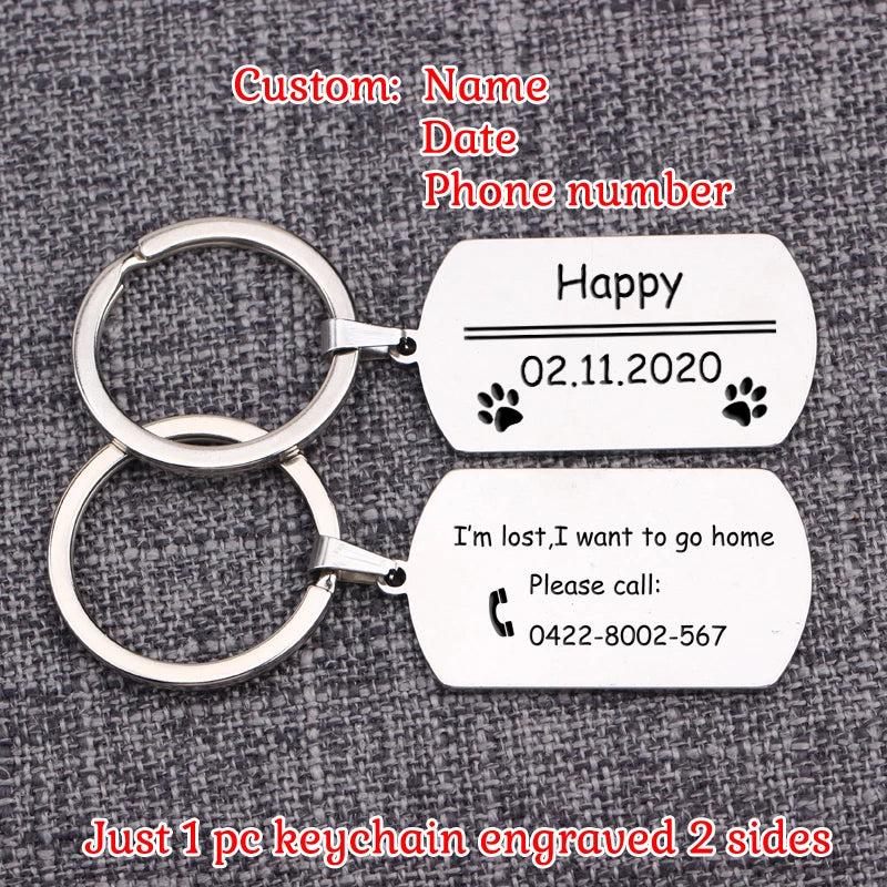 Personalized Dog ID Tag Keychain Collar Accessories Double Sided