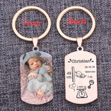 Engraved Baby Stats Photo Keychain Charm Personalized Dad Mom Gift