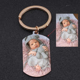 Engraved Baby Stats Photo Keychain Charm Personalized Dad Mom Gift