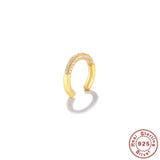 925 Silver Clip Earrings Double Line Crystal Ear Buckle Ear Cuffs