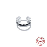 925 Silver Clip Earrings Double Line Crystal Ear Buckle Ear Cuffs