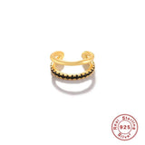 925 Silver Clip Earrings Double Line Crystal Ear Buckle Ear Cuffs