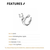 1PC Agate Sterling Silver Clip Earrings No Holes Ear Cuff Pendientes Plata 925