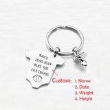 Personalized Baby Keychain Name Date Height For Newborn Birthday Gift