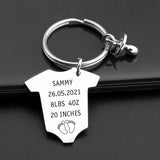 Personalized Baby Keychain Name Date Height For Newborn Birthday Gift